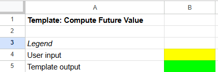 A spreadsheet showing its title and legends.