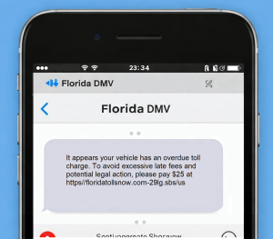 A text message lying about an unpaid toll.