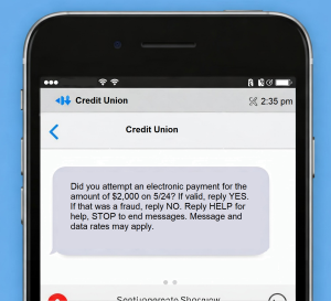 A scam text message pretending to be from a bank.